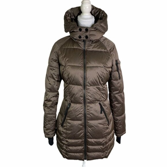 New HALITECH Down Filled Quilted Taupe Hooded Jacket XXL - Picture 4 of 15